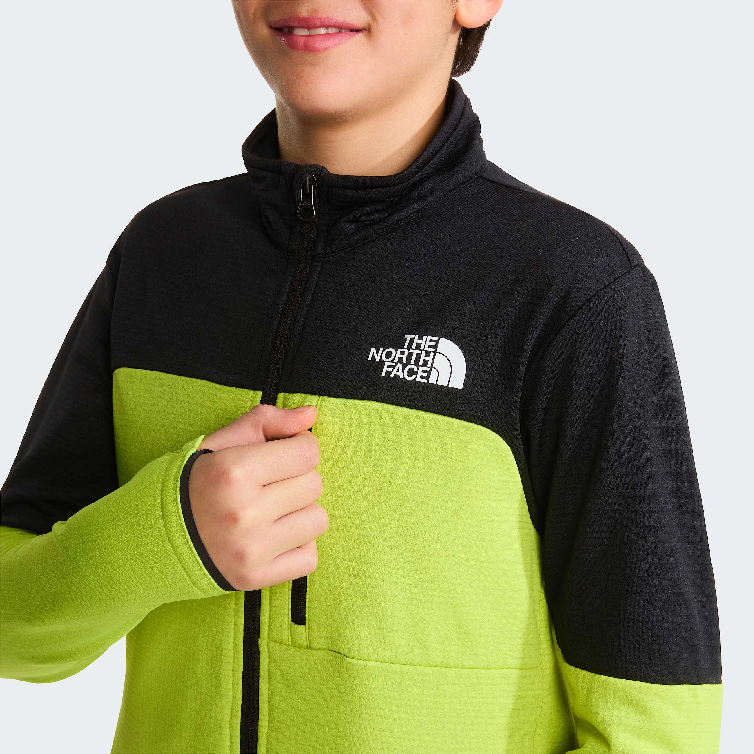 Teens Hike FullZip Midlayer Jacket TNF TNF BlackFizz Lime ALT4