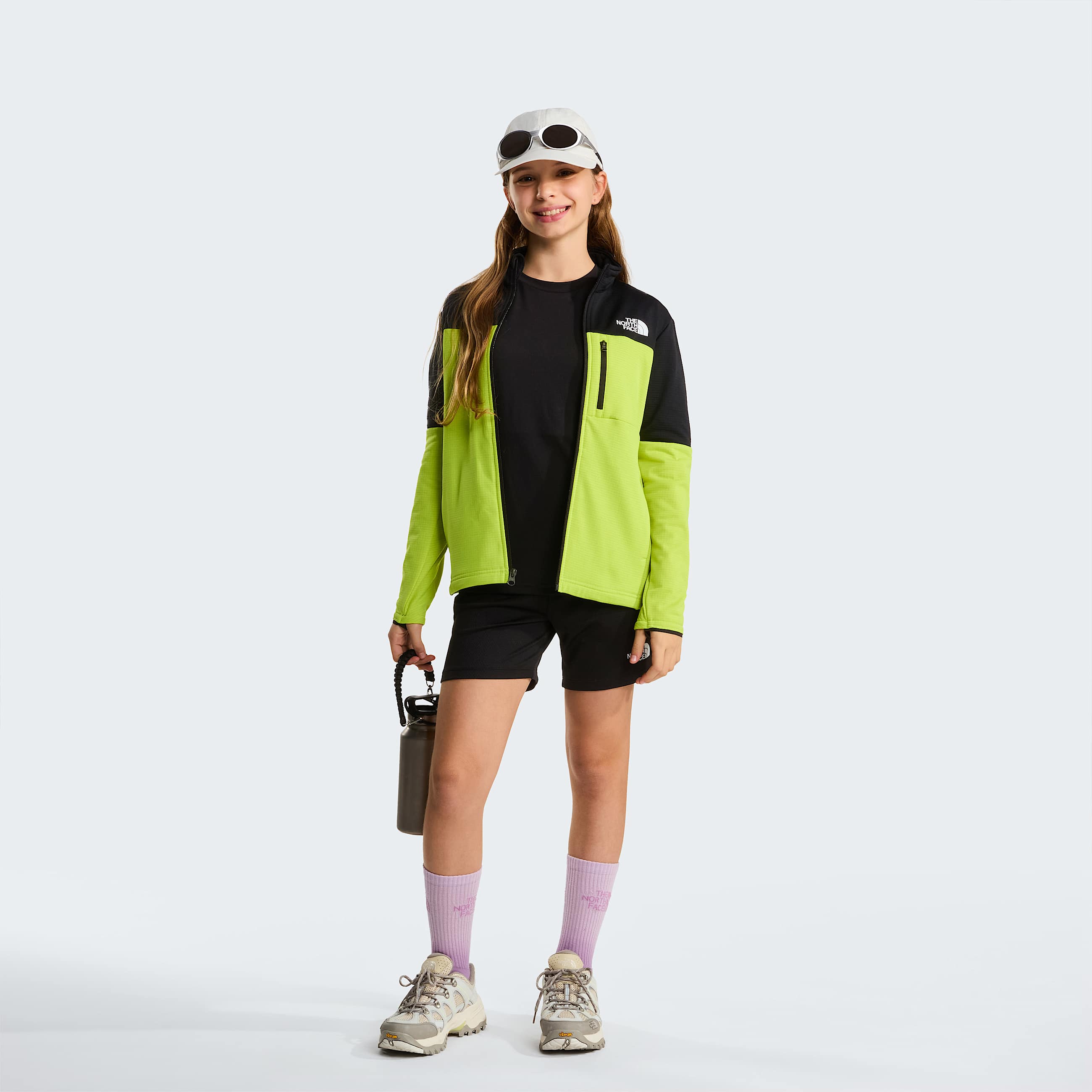 Teens Hike FullZip Midlayer Jacket TNF TNF BlackFizz Lime ALT8