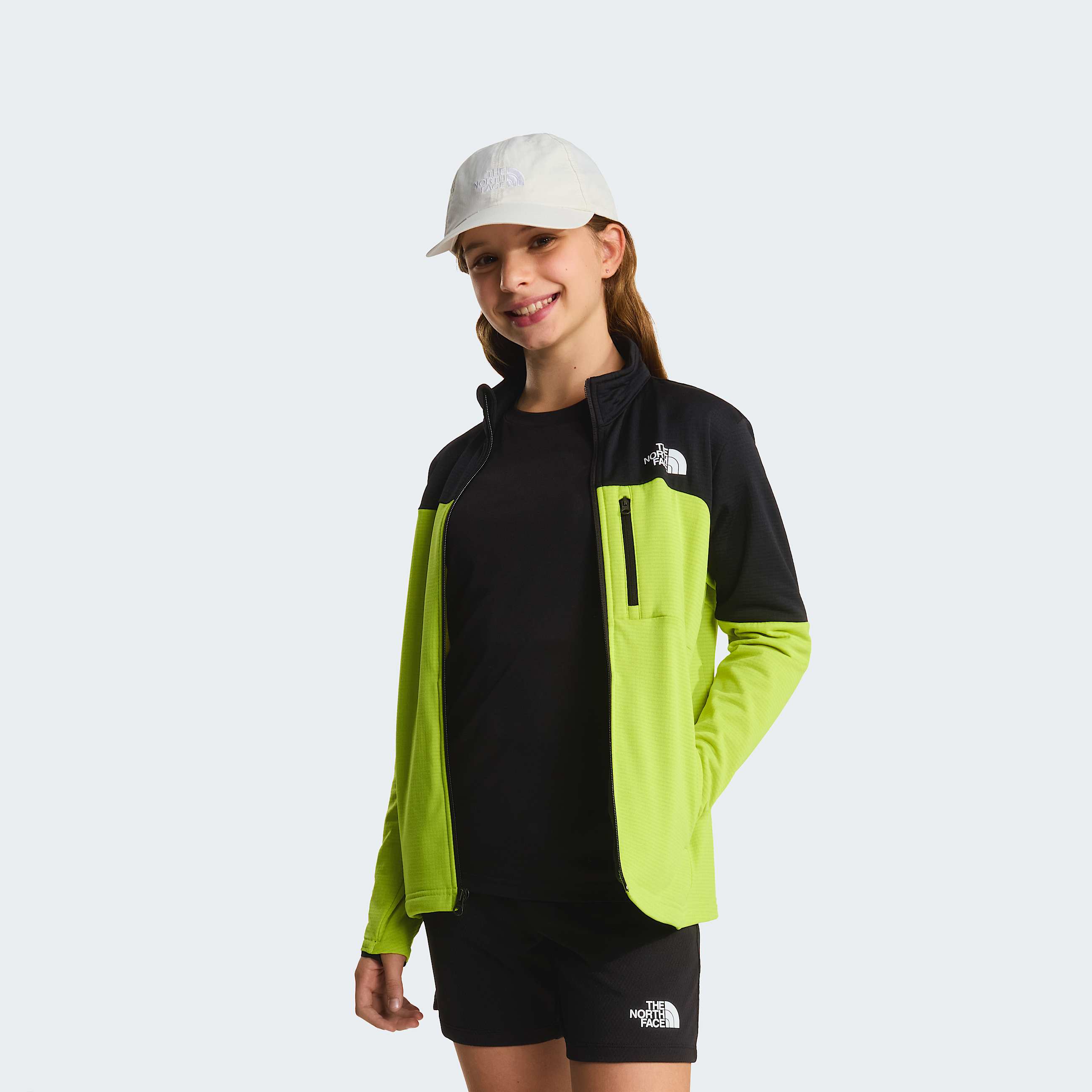 Teens Hike FullZip Midlayer Jacket TNF TNF BlackFizz Lime ALT11