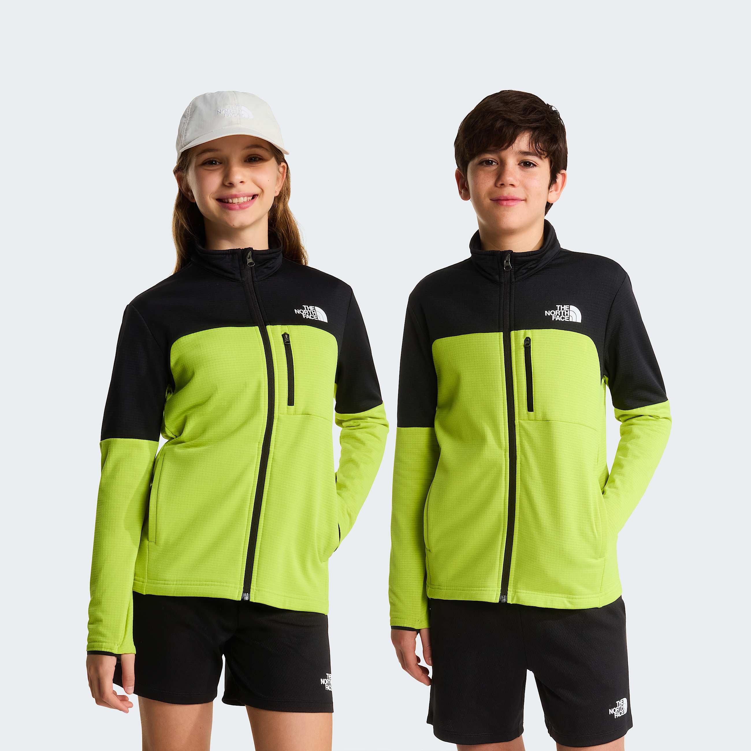 Teens Hike FullZip Midlayer Jacket TNF TNF BlackFizz Lime HERO