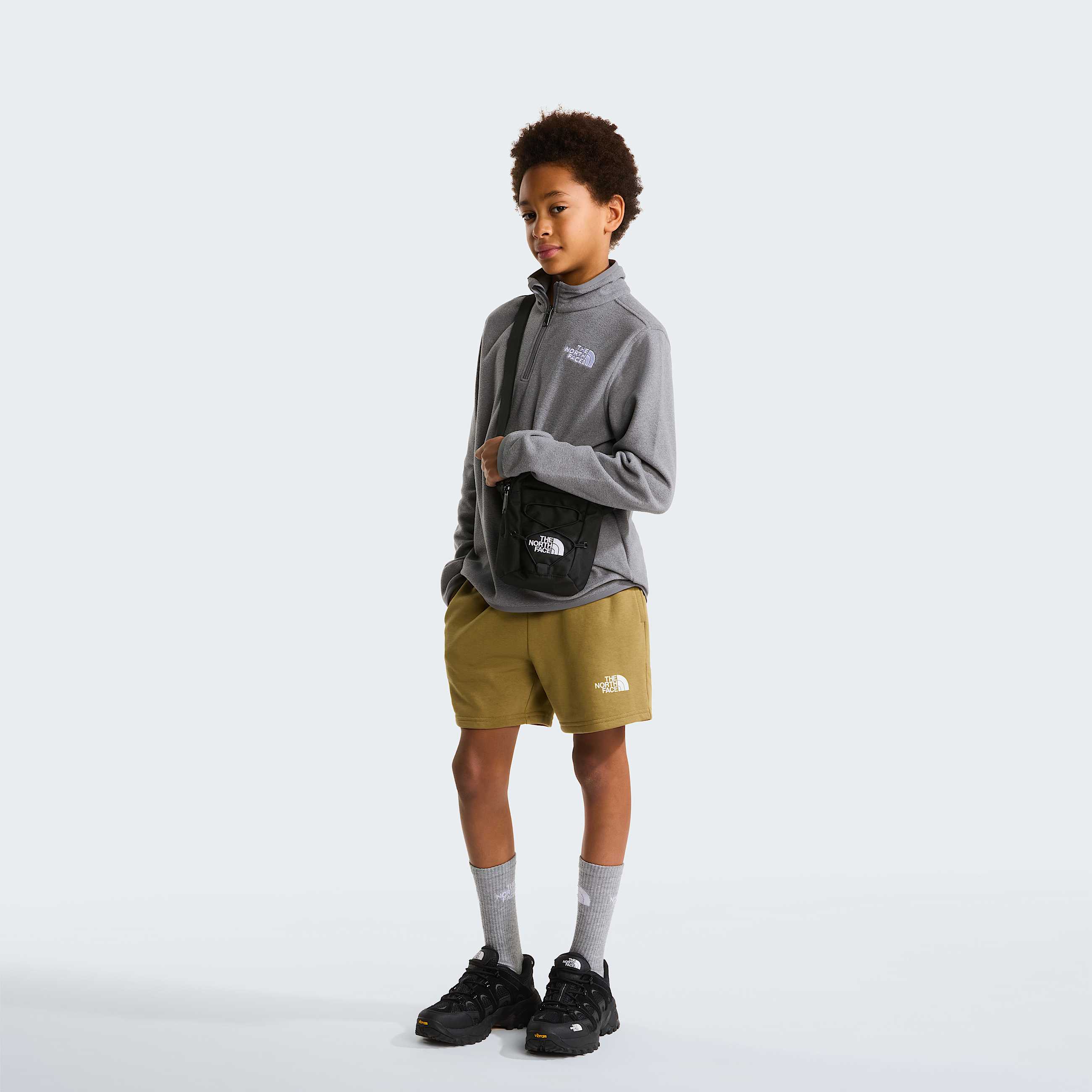 Glacierfleece met kwartrits voor tieners TNF TNF Mid Grey Heather ALT1