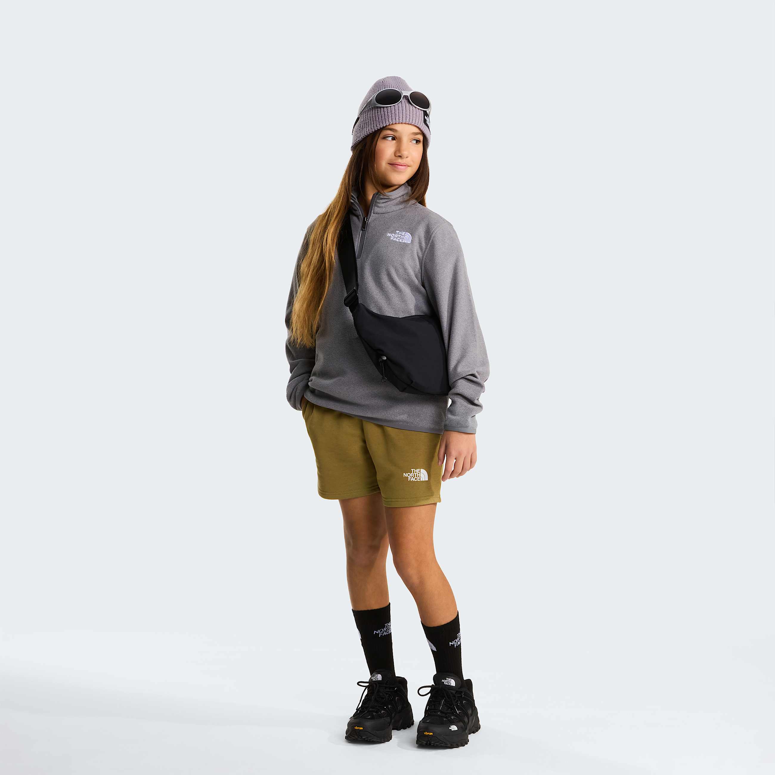 Glacierfleece met kwartrits voor tieners TNF TNF Mid Grey Heather ALT7