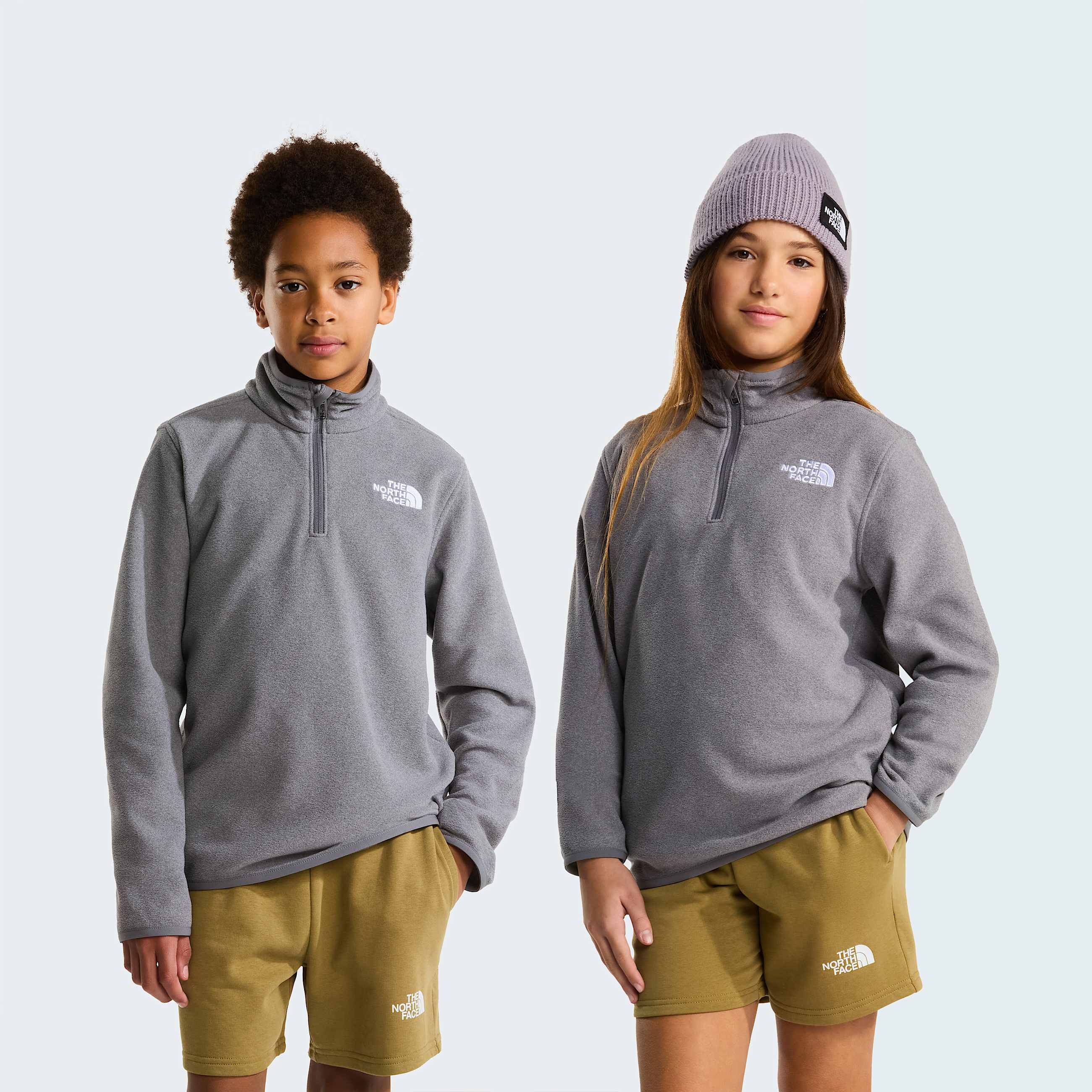 Glacierfleece met kwartrits voor tieners TNF TNF Mid Grey Heather HERO