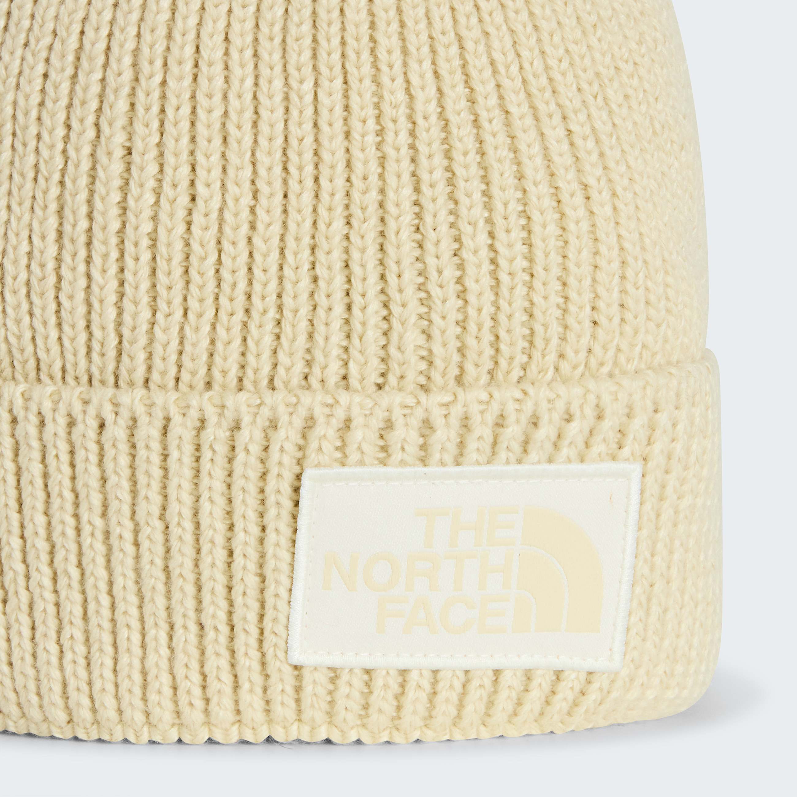 TNF Logo Boxbeanie met boord TNF Gravel HeatherWhite Dune ALT2