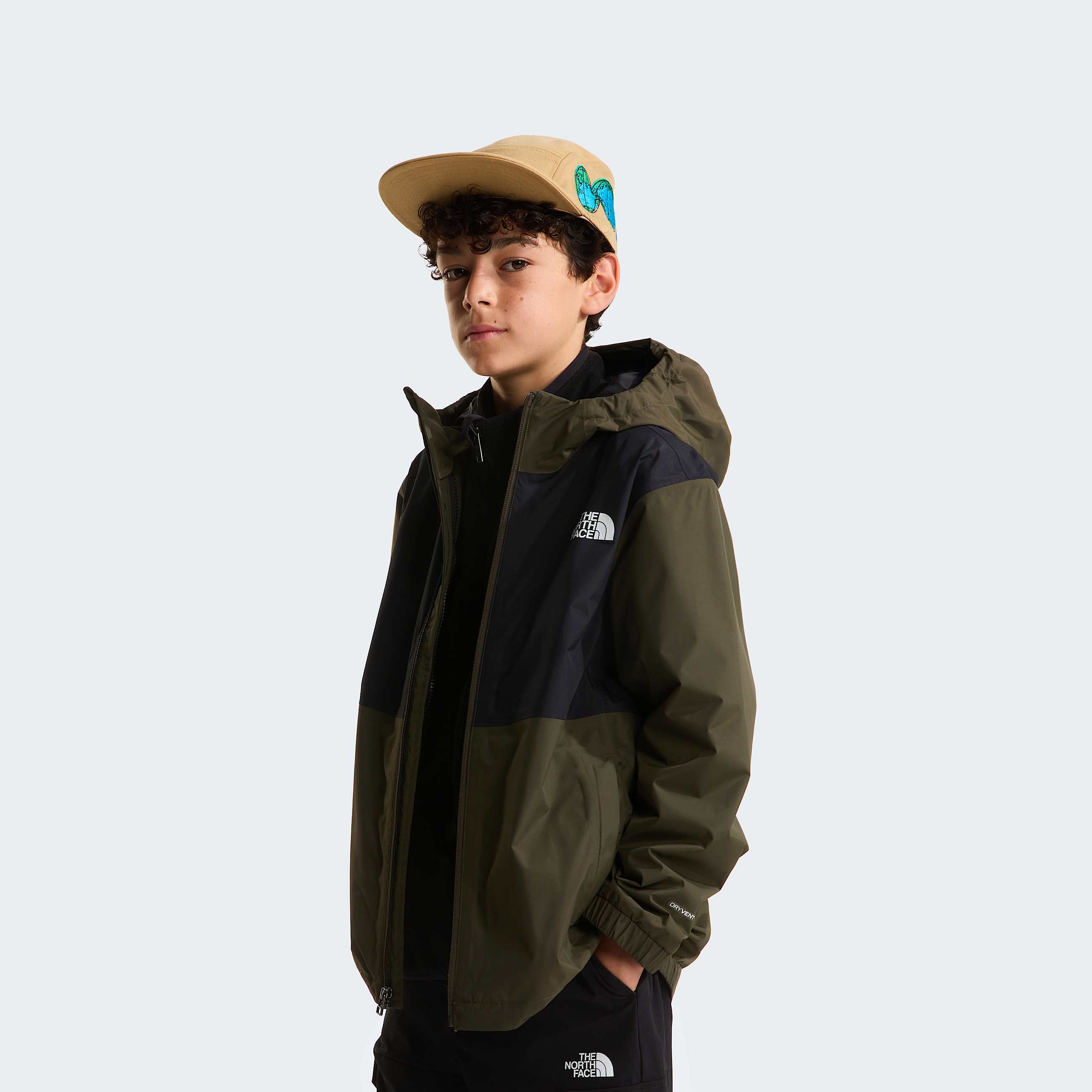 Teens Rain ZipIn Jacket TNF New Taupe Green ALT4