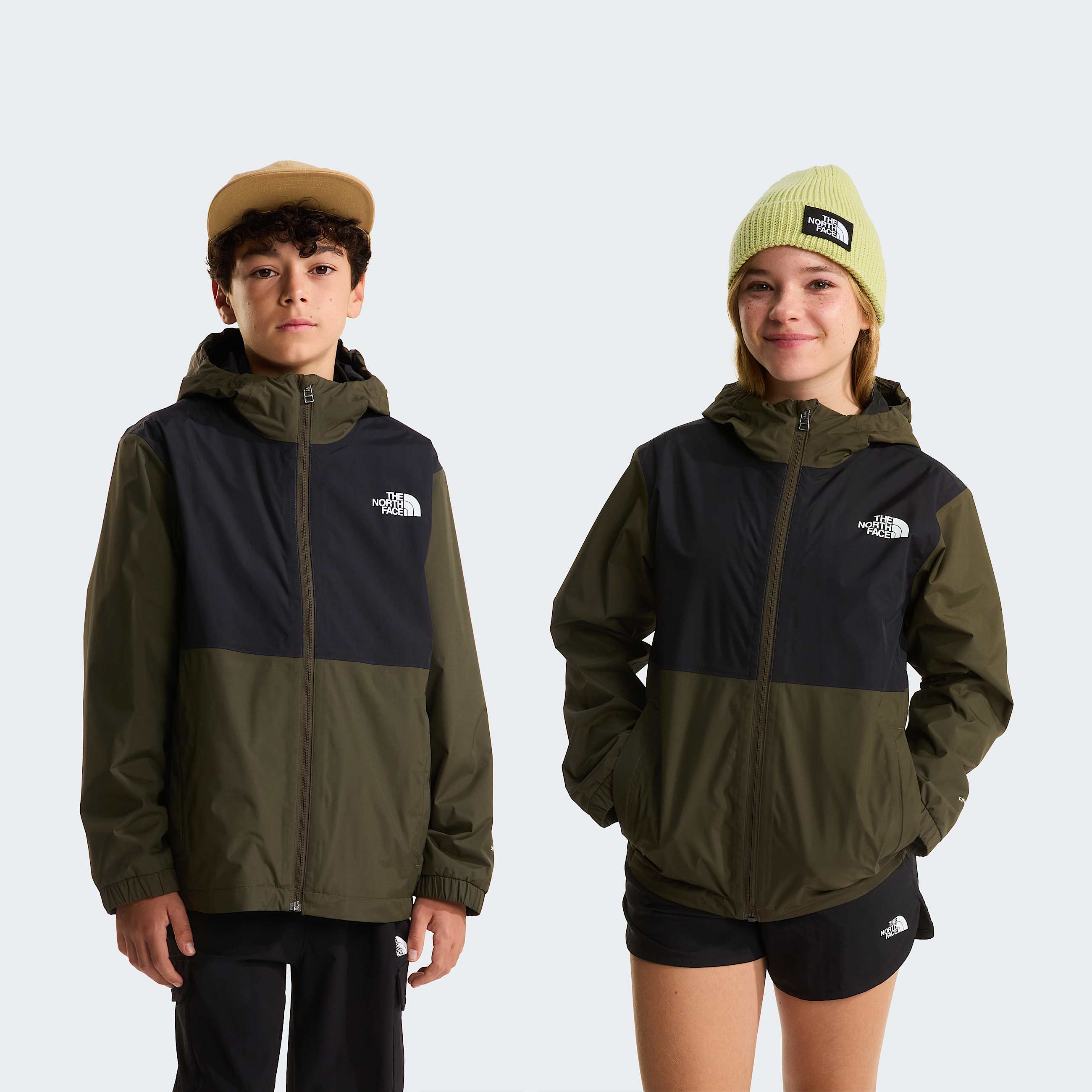 Teens Rain ZipIn Jacket TNF New Taupe Green HERO