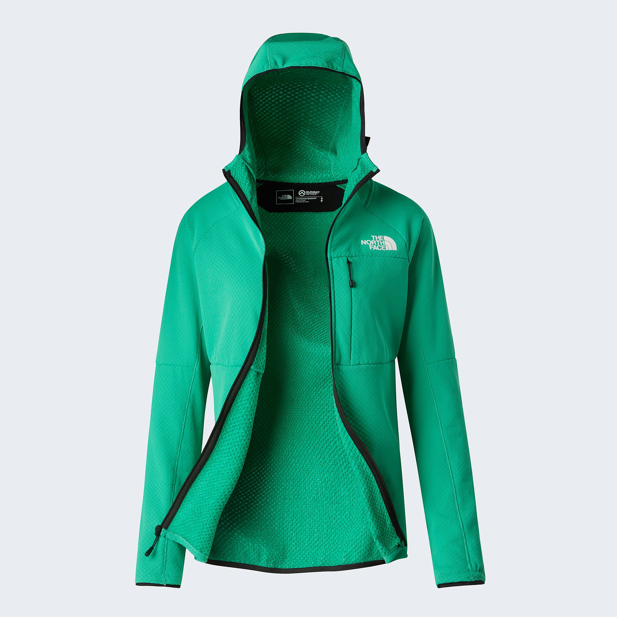 Womens Summit Series FUTUREFLEECE Hooded Jacket TNF Nebula Green ALT17