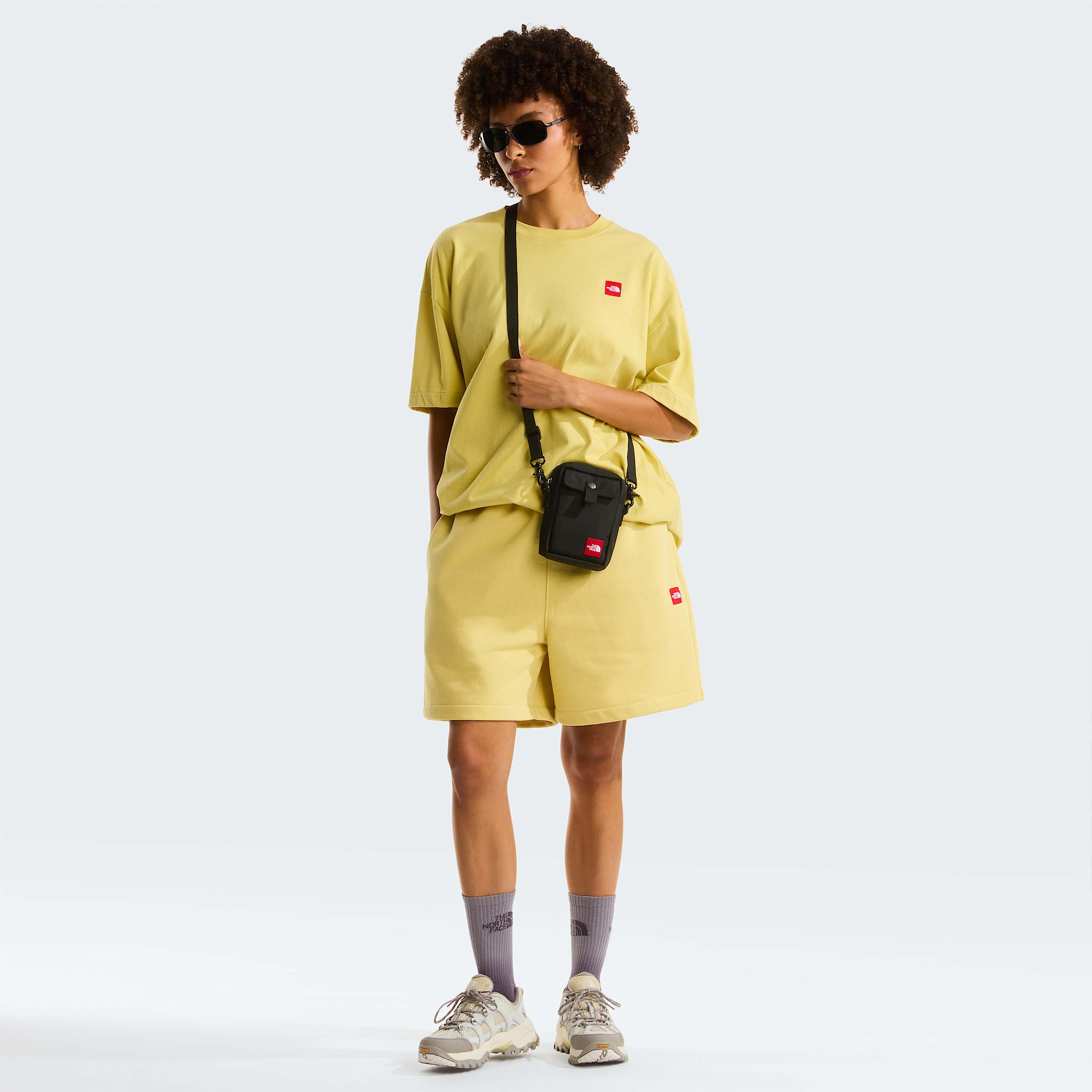 TNF Red Box Fleece Shorts Unisex TNF Honeyed Sand ALT2