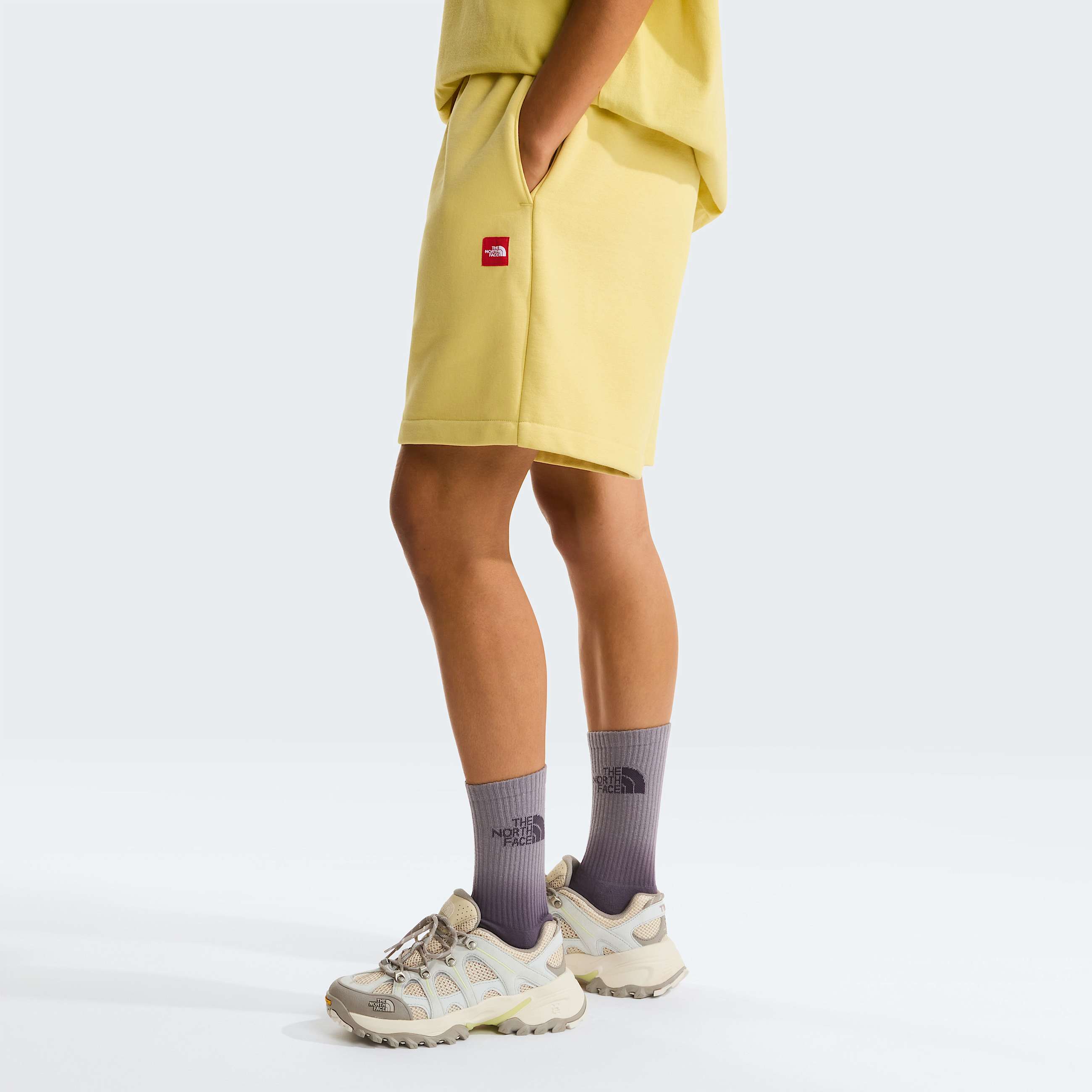 TNF Red Box Fleece Shorts Unisex TNF Honeyed Sand ALT3