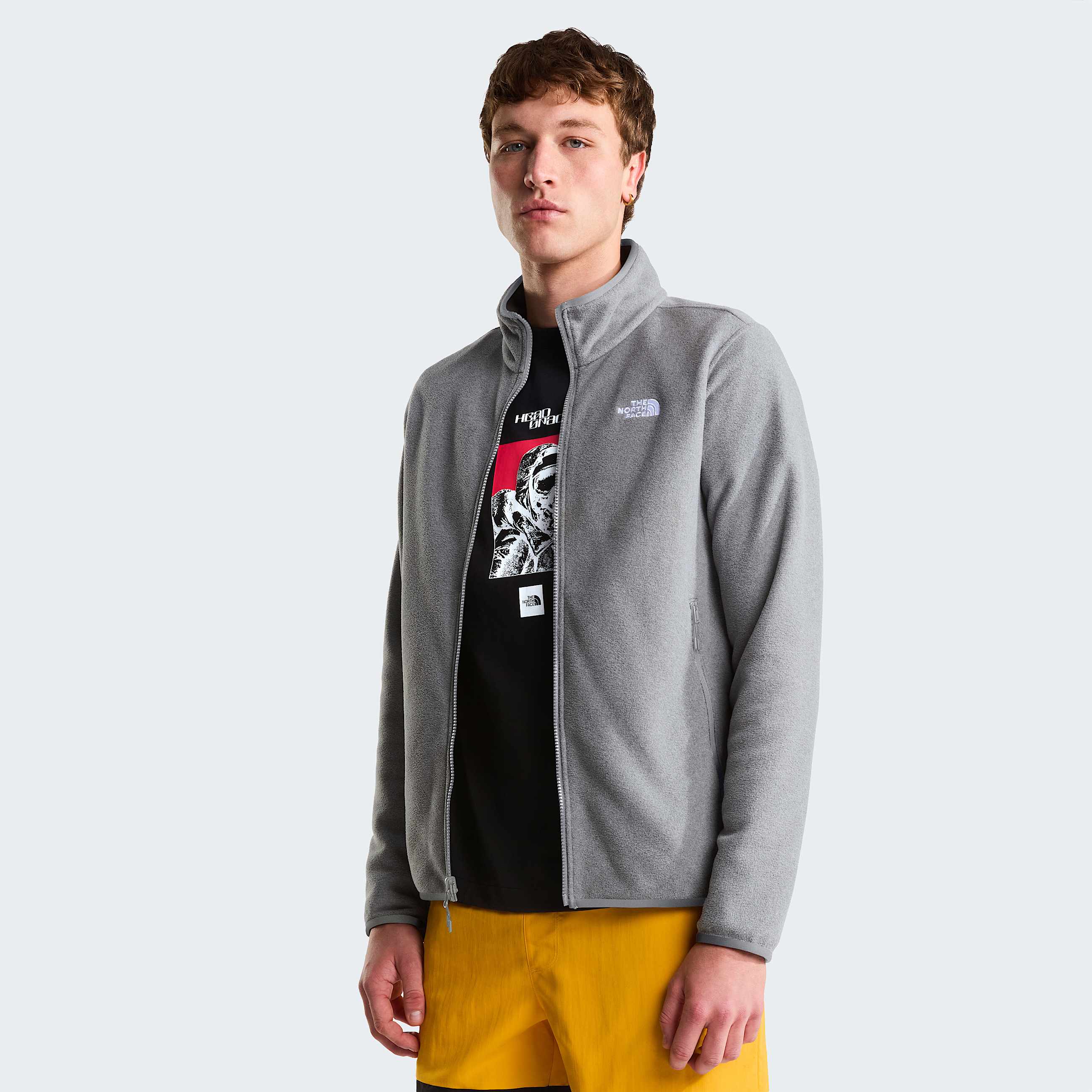 Pile Glacier con cerniera integrale da uomo TNF TNF Mid Grey Heather ALT4