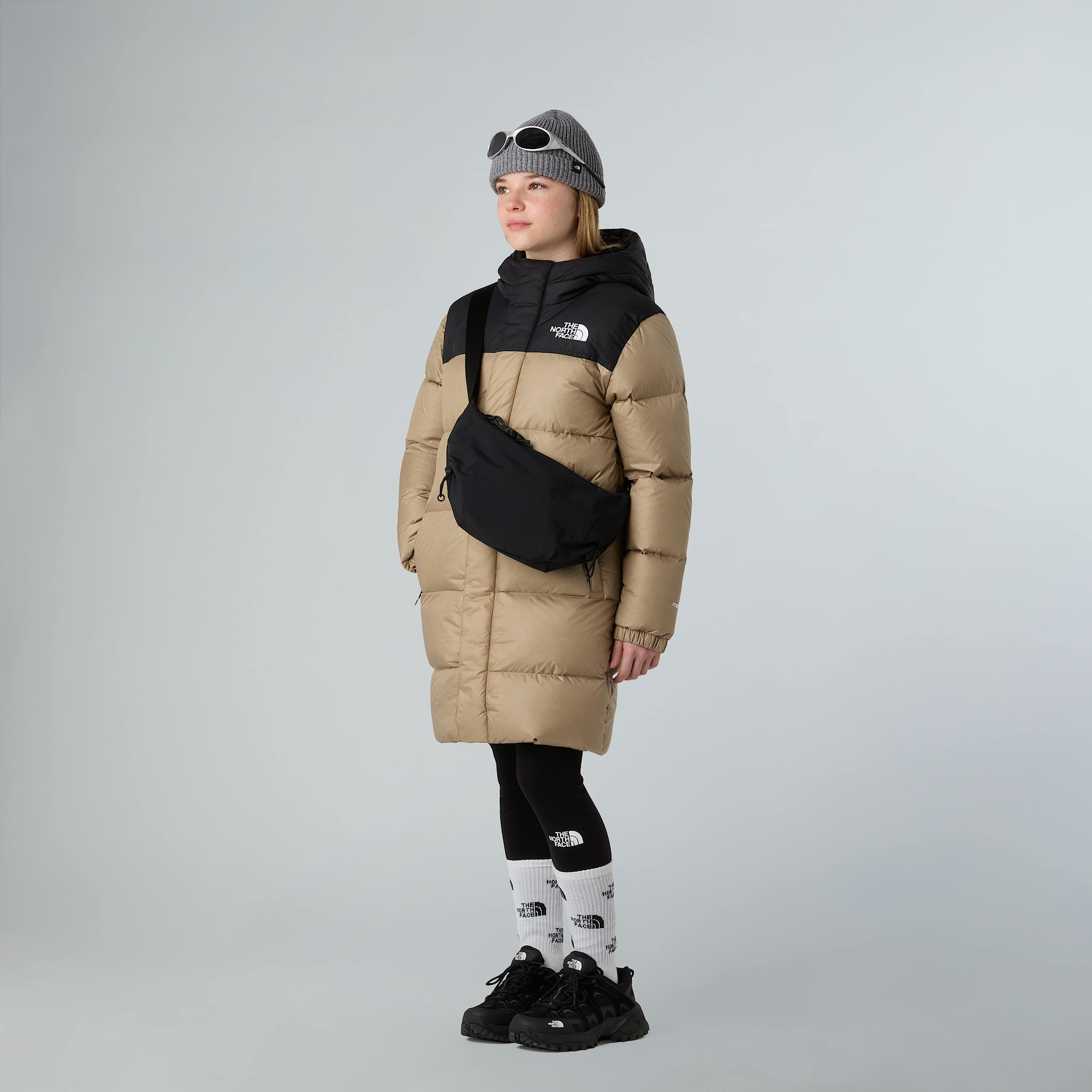 Nuptse Long Parka fr Jugendliche TNF Mushroom Grey ALT11