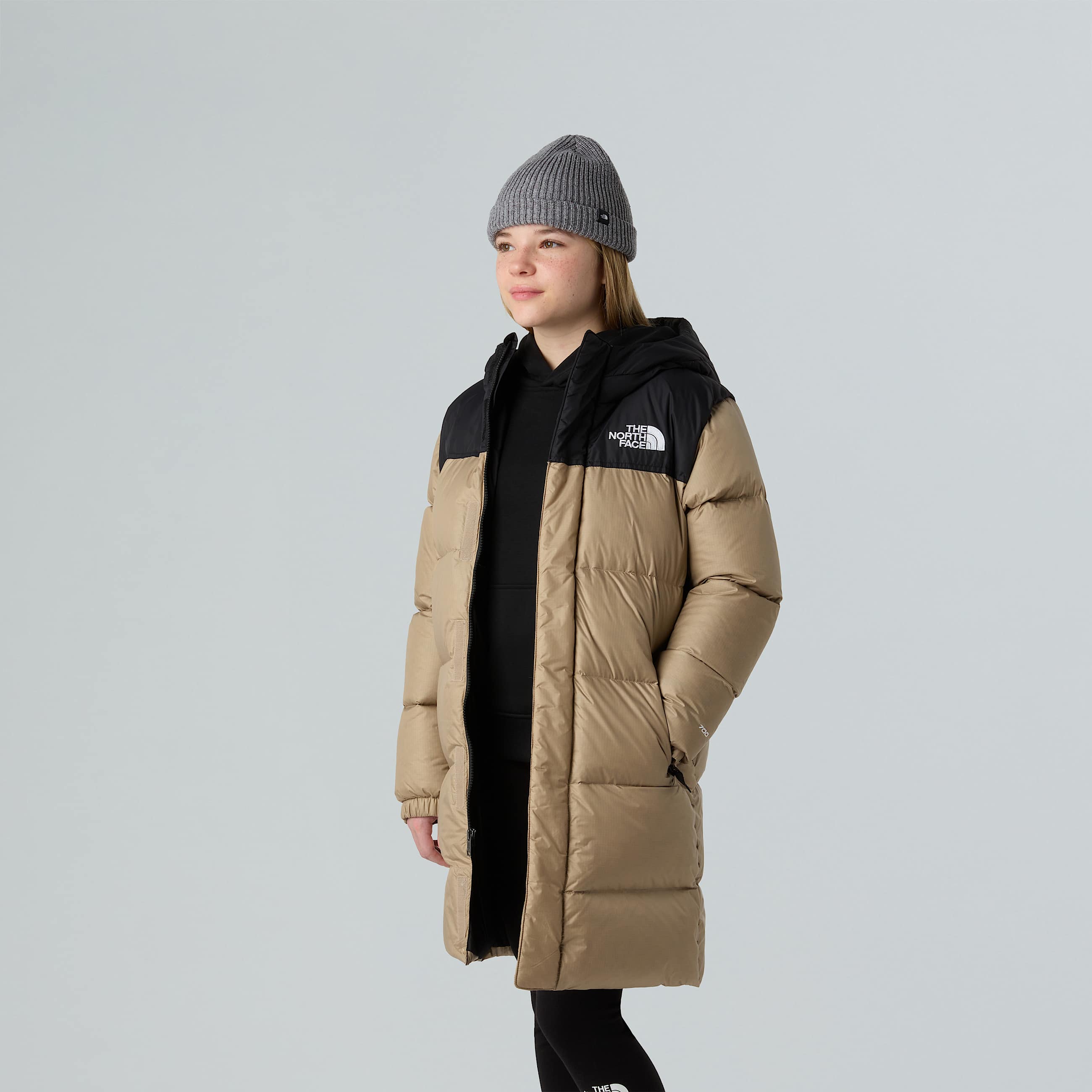 Nuptse Long Parka fr Jugendliche TNF Mushroom Grey ALT13