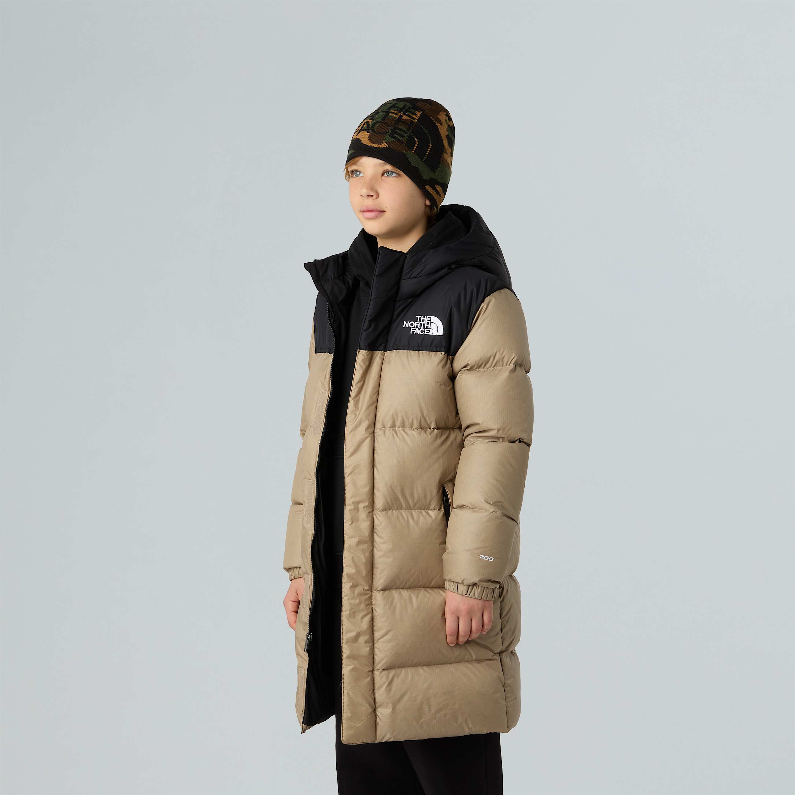 Nuptse Long Parka fr Jugendliche TNF Mushroom Grey ALT7