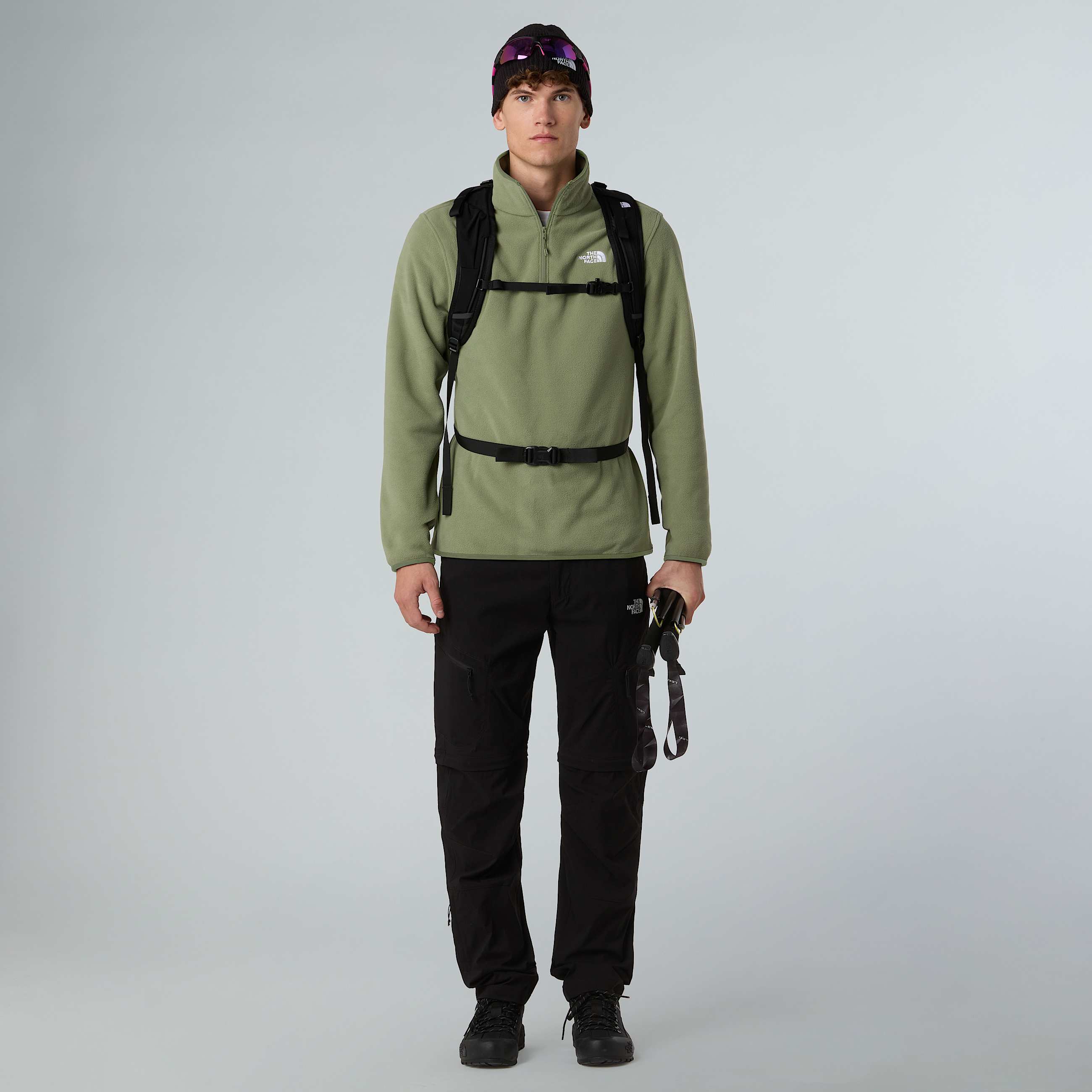 Glacierfleece met kwartrits voor heren TNF Bark Mist ALT5