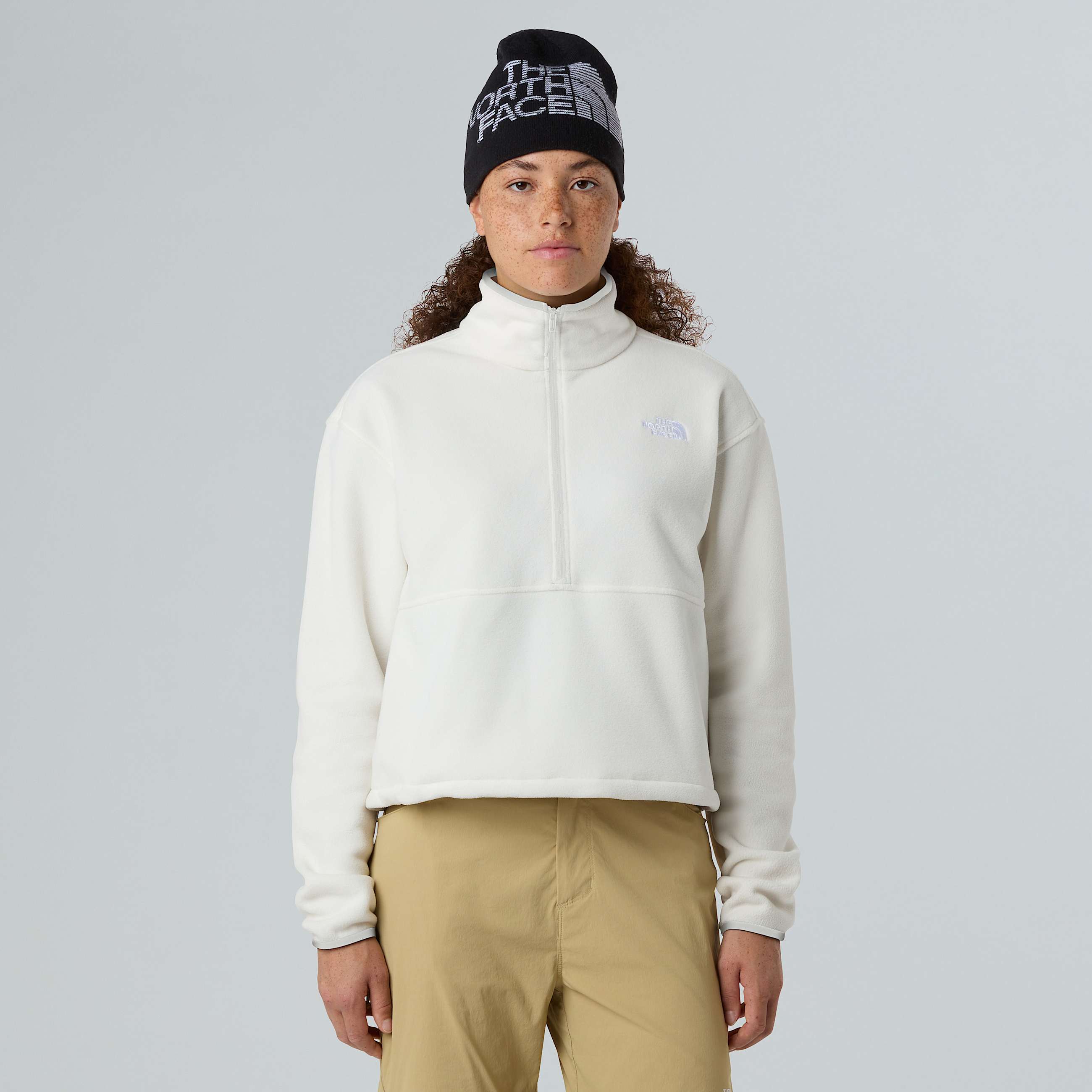 Kort Glacier fleece med halv lynls til damer TNF White Dune ALT4