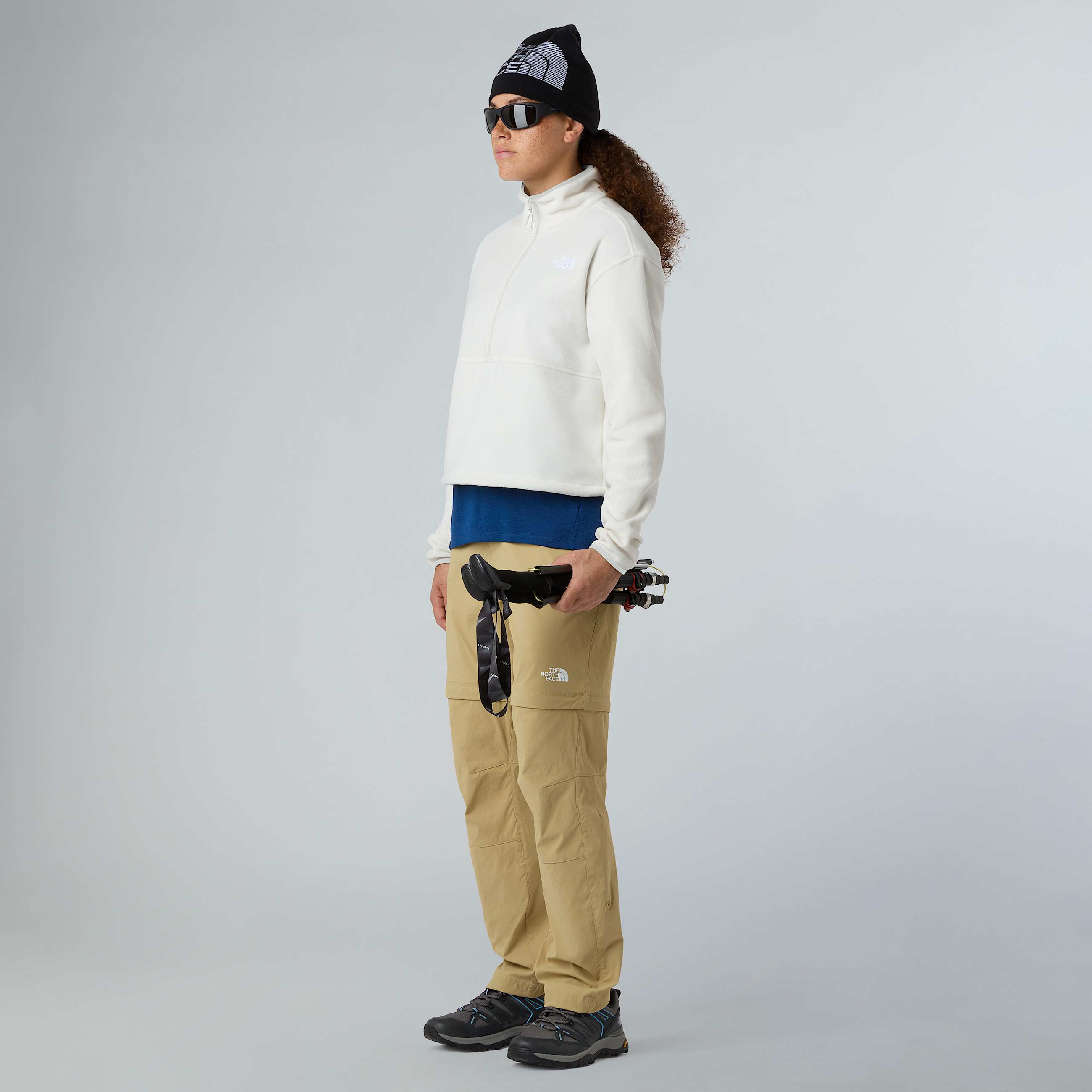 Kort Glacier fleece med halv lynls til damer TNF White Dune ALT5