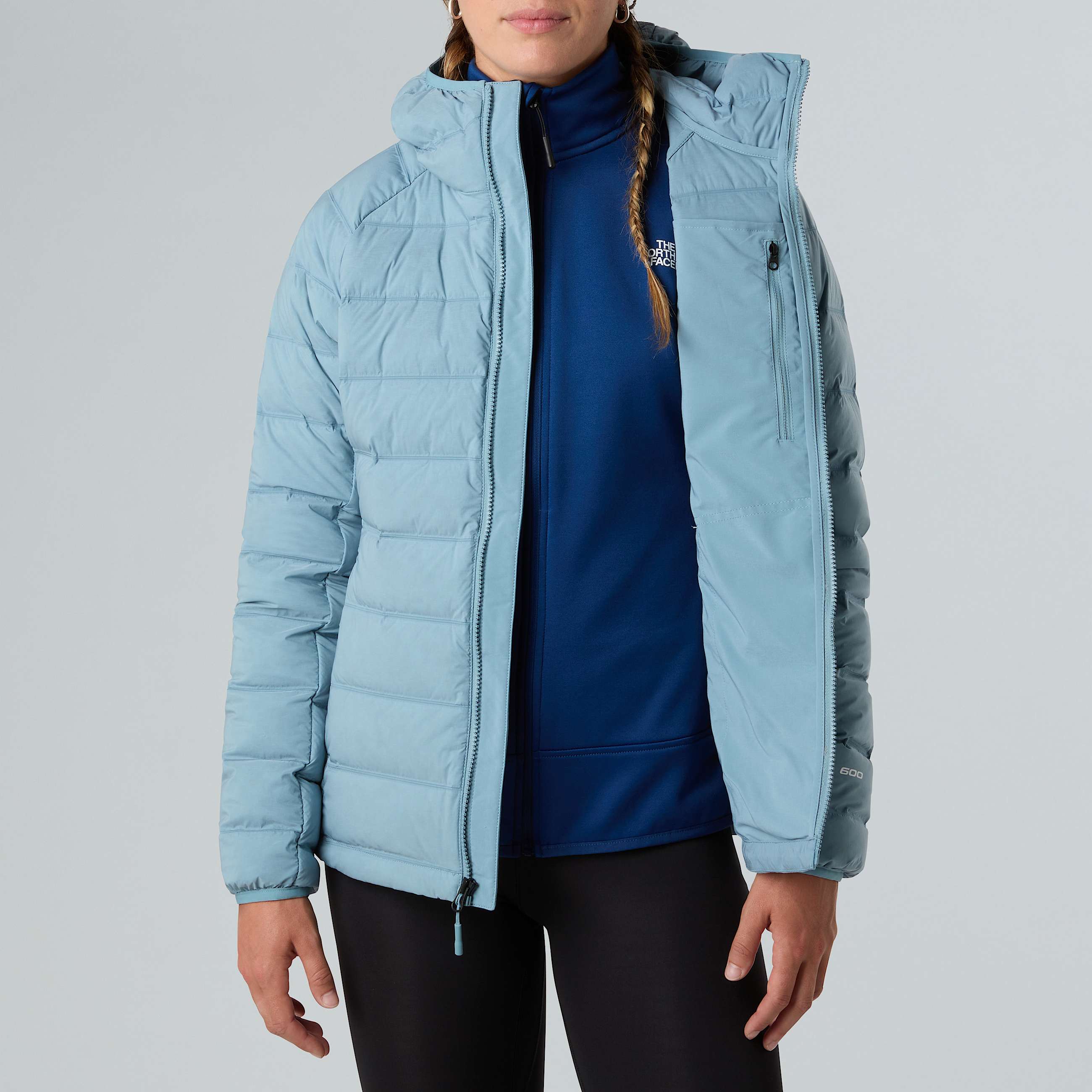 Abseil Stretch Down Hooded Jacket W TNF Shallow Blue ALT10