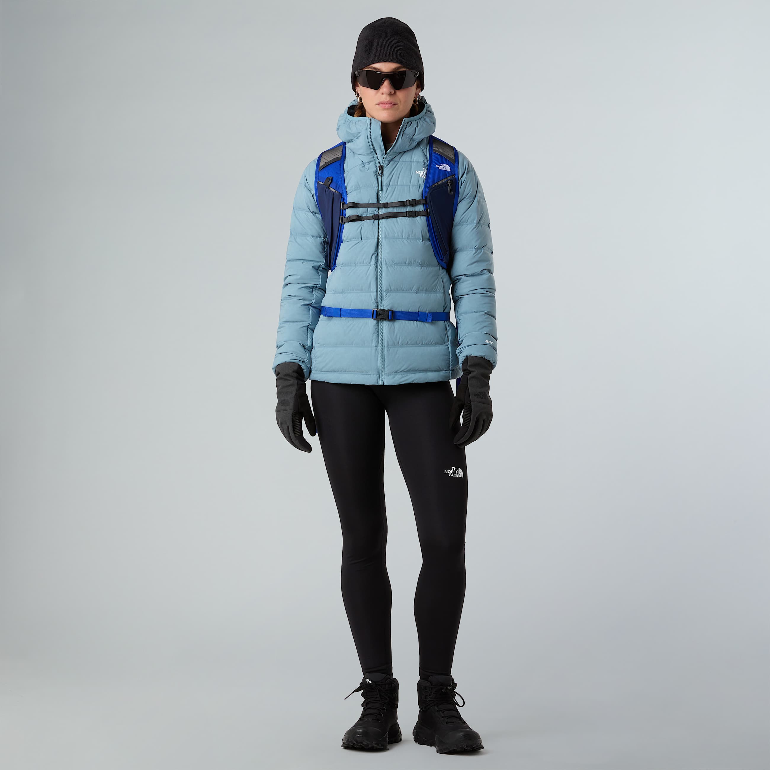 Abseil Stretch Down Hooded Jacket W TNF Shallow Blue ALT5