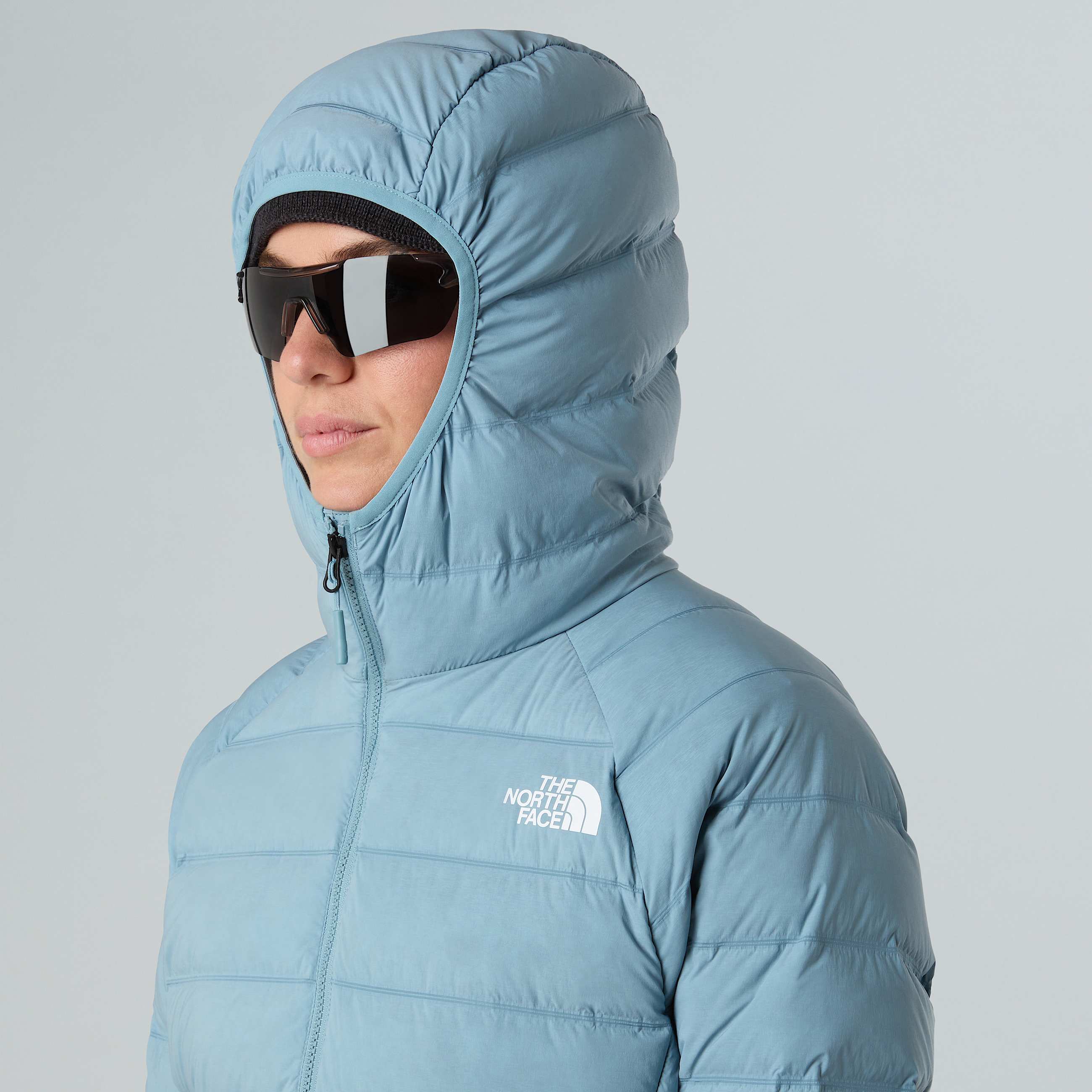 Abseil Stretch Down Hooded Jacket W TNF Shallow Blue ALT8