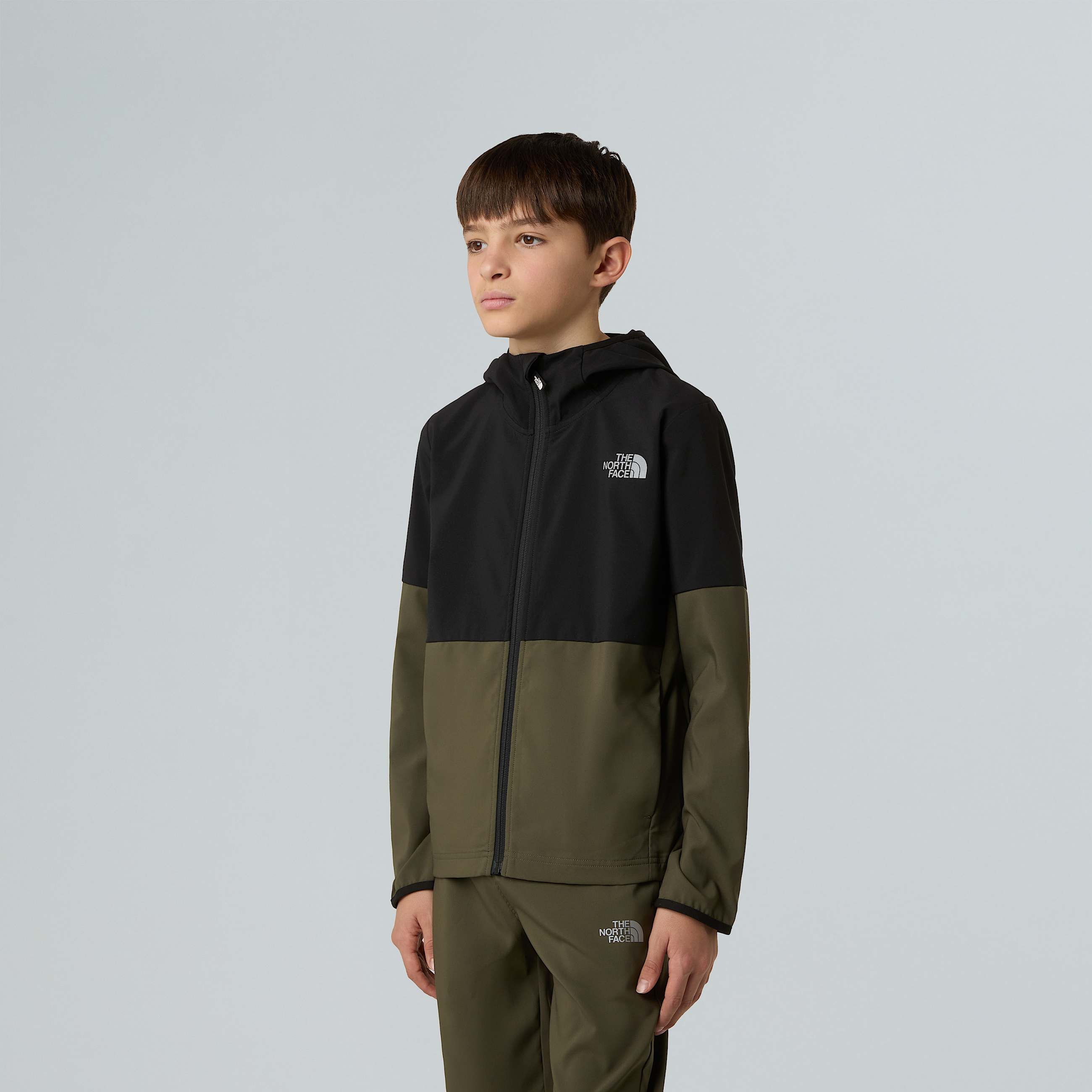 On The Trail Kapuzenjacke mit durchgehendem RV fr Jungen TNF TNF BlackNew Taupe Green ALT4