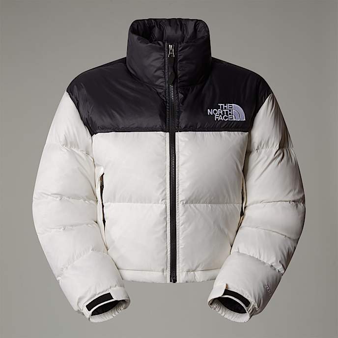 Damska krtka kurtka Nuptse TNF White DuneTNF Black HERO