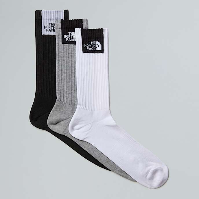 Multi Sport Fine Box Cushioned Crew Socks TNF TNF WhiteTNF BlackMonument Grey HERO