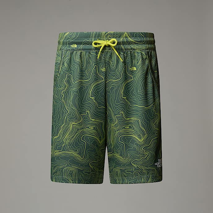 Never Stop Shorts Boy TNF Duck Green TNF Topo Print HERO