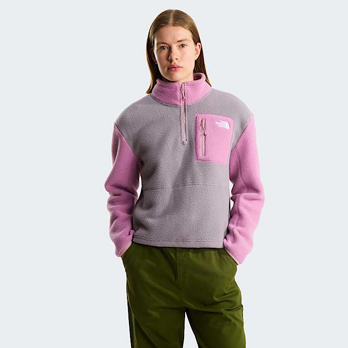 Flsov bunda s krtkm zipem Yumiori pro dmy TNF Transcendent GreyHushed LavenderMetal Pink HERO