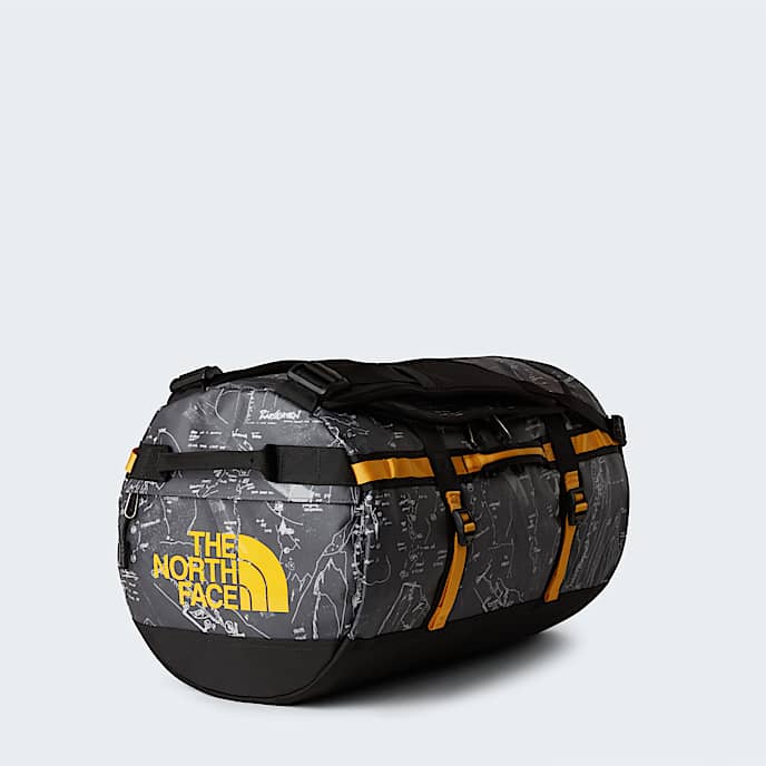 Base Camp Duffel 50L  Small TNF Anthracite Grey Conrad Topos PrintSummit Gold HERO