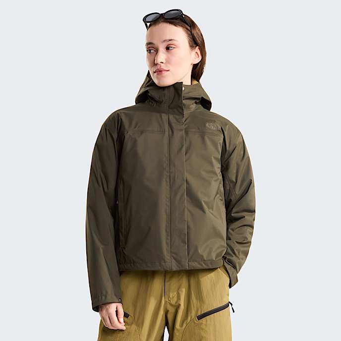 Voyage Rain 3L Hooded Jacket W TNF New Taupe Green HERO