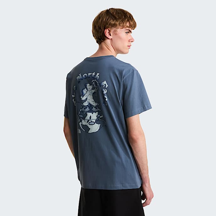 Retro Earth relaxt geschnittenes TShirt mit Grafik fr Herren TNF Granite Grey HERO