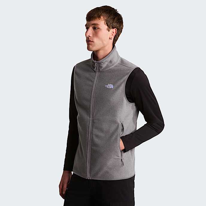 Mens Glacier Fleece Vest TNF TNF Mid Grey Heather HERO