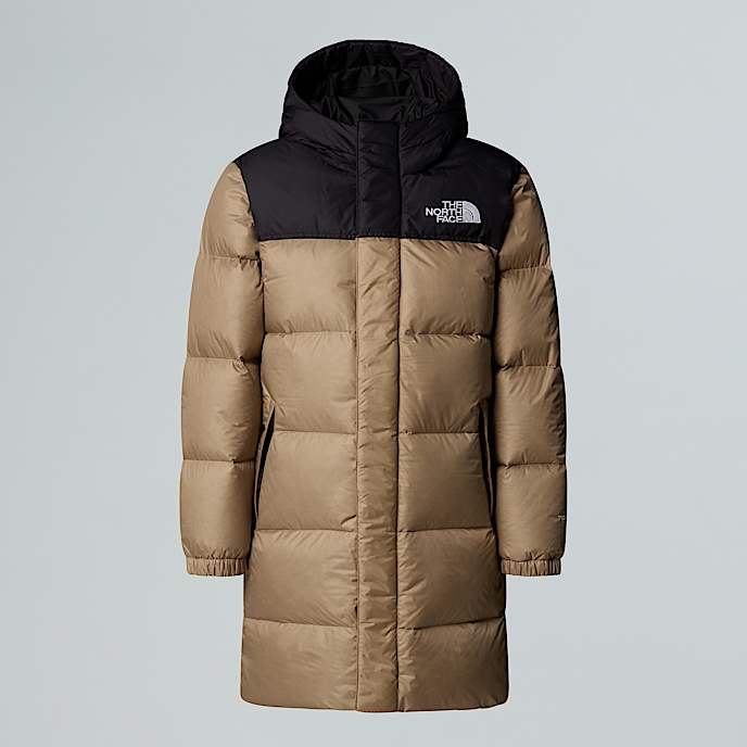 Parka lungo Nuptse da ragazzi TNF Mushroom Grey HERO