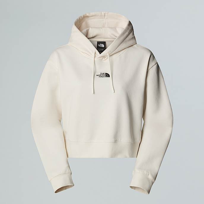 Womens Essential Cropped Hoodie TNF White Dune HERO