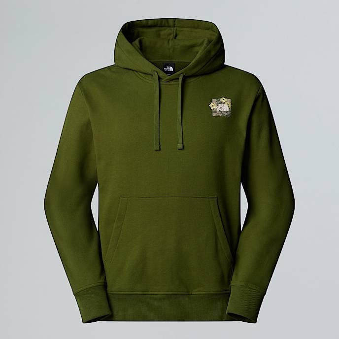 Connect relaxt geschnittener Kapuzenpullli mit Grafik in Unisex TNF Woodland Green HERO