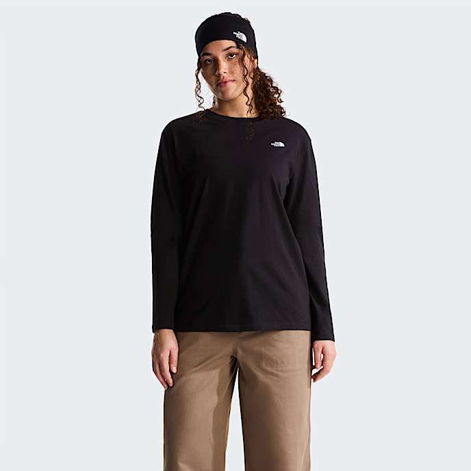 Camiseta de manga larga holgada TNF Essential Simple Dome para mujer TNF TNF Black HERO