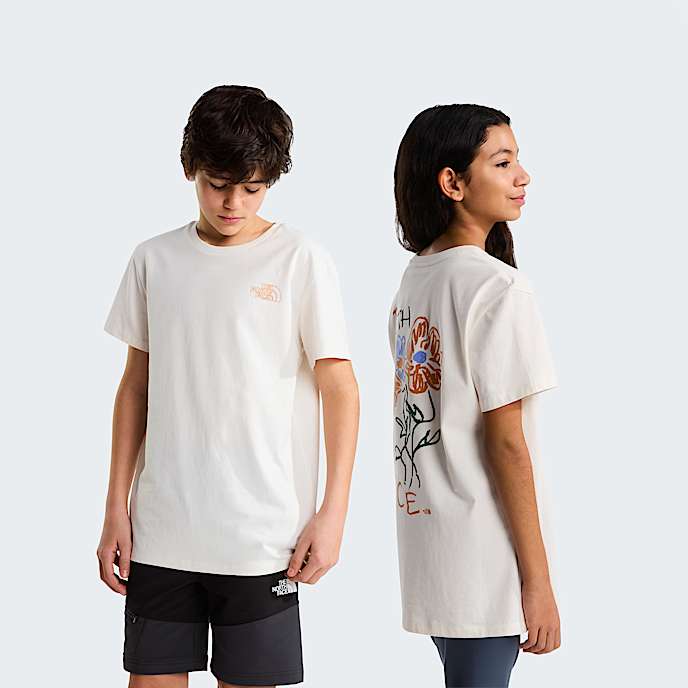 Modzieowy luny Tshirt Flower Scribble TNF White DuneDust Orange HERO