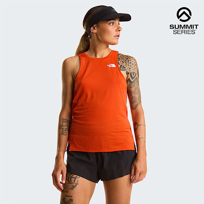 Womens Summit High Trail Run Tank Top TNF Lava Red HERO