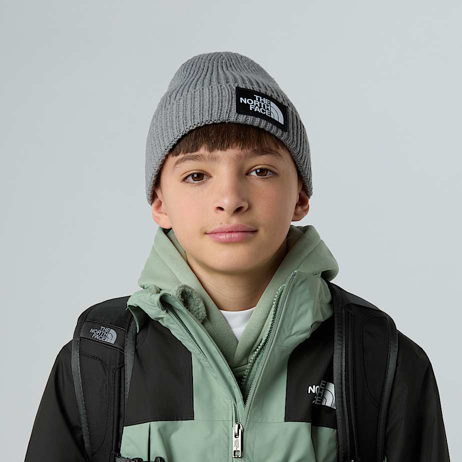 TNF Logo Box Beanie mit Umschlag fr Kinder TNF TNF Medium Grey Heather ALT12