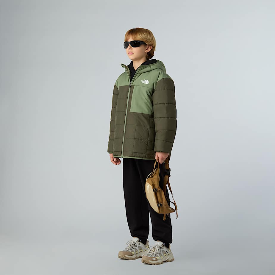 Omkeerbare Shastajas met capuchon met volledige rits voor jongens TNF New Taupe GreenBark Mist ALT6