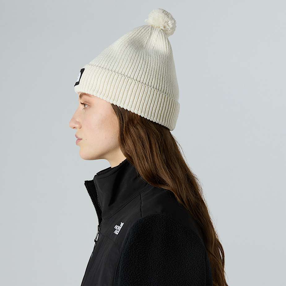 TNF Logo Box Pom Beanie TNF White Dune ALT3