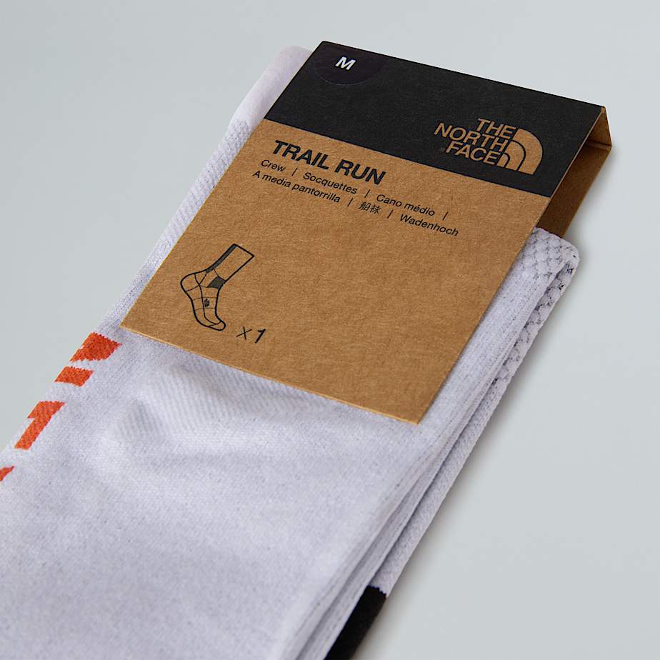 Never Stop Trail Run Crew Socks TNF TNF WhiteAcrylic Orange ALT3