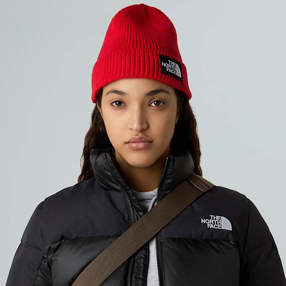 Berretto con risvolto e logo box TNF TNF TNF Red ALT12