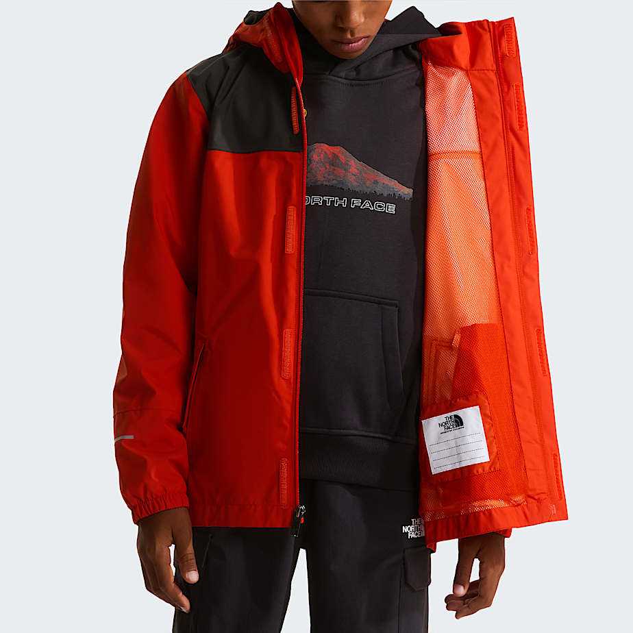 Boys Antora Rain Jacket TNF Lava Red ALT9