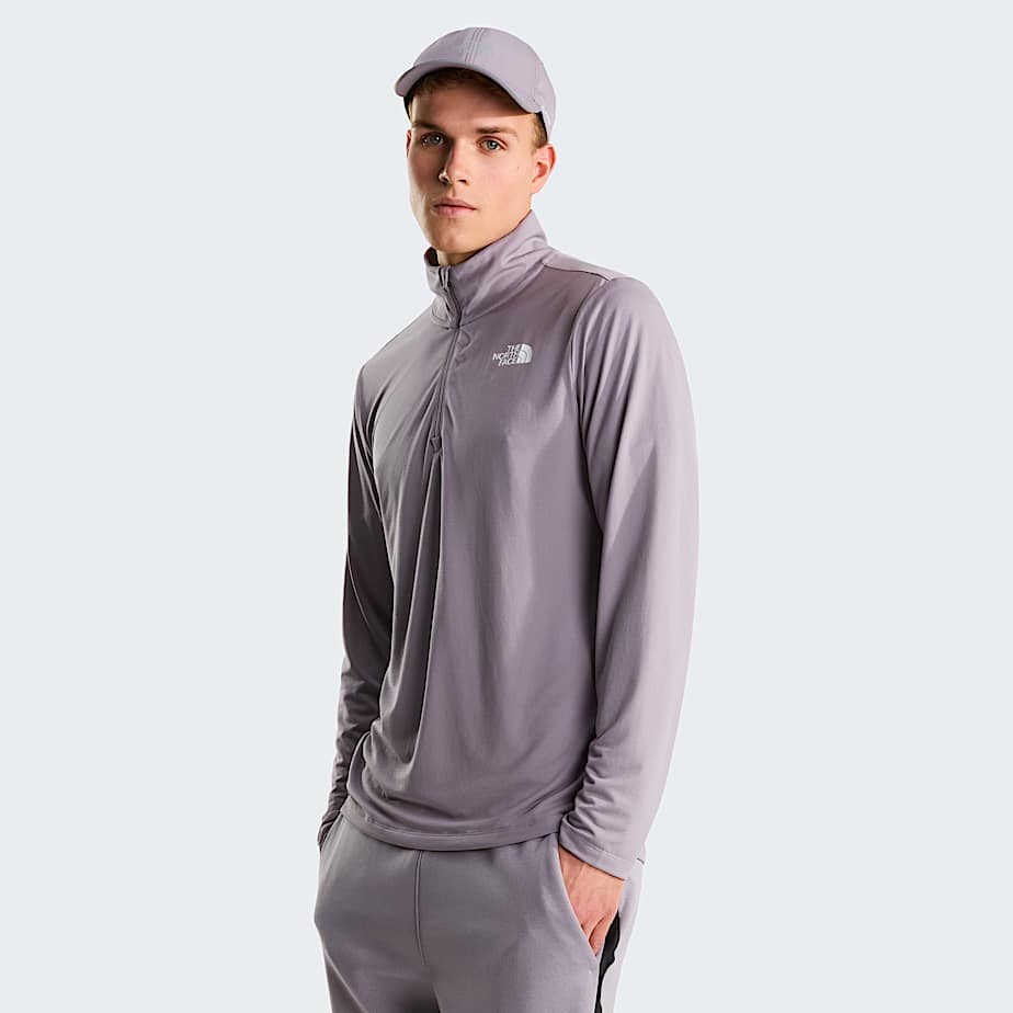Mens 247 14 Zip LongSleeve TShirt TNF Transcendent Grey HERO