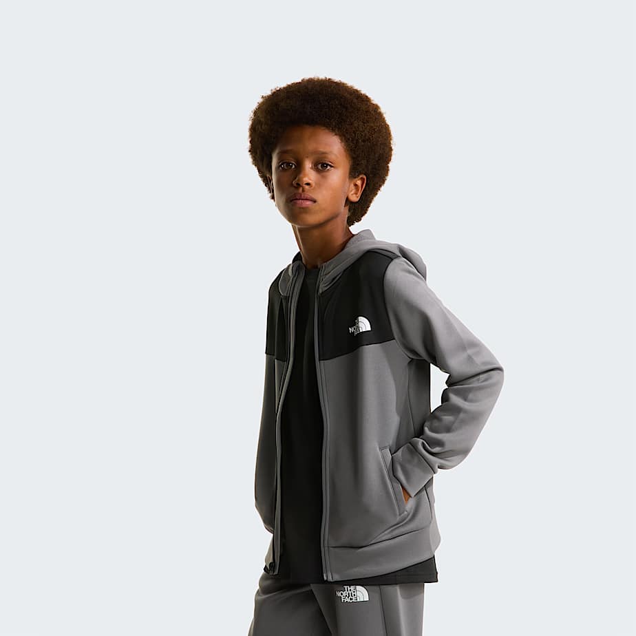 Reaxionhoodie met volledige ritssluiting voor tieners TNF Smoked Pearl ALT4