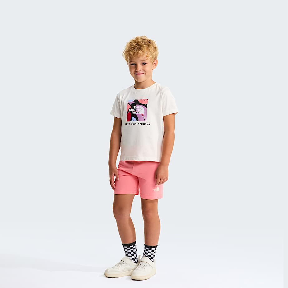 Kids NSE Box Play Regular Shorts Set TNF White DuneCoral Crush ALT9