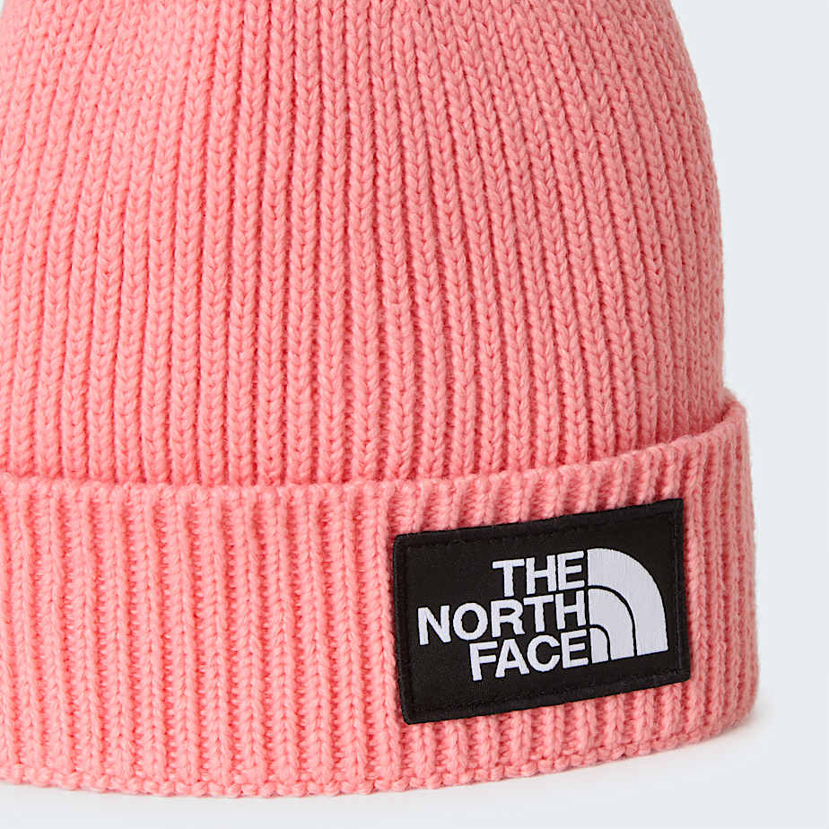 Kids TNF Logo Box Cuffed Beanie TNF Coral Crush ALT2