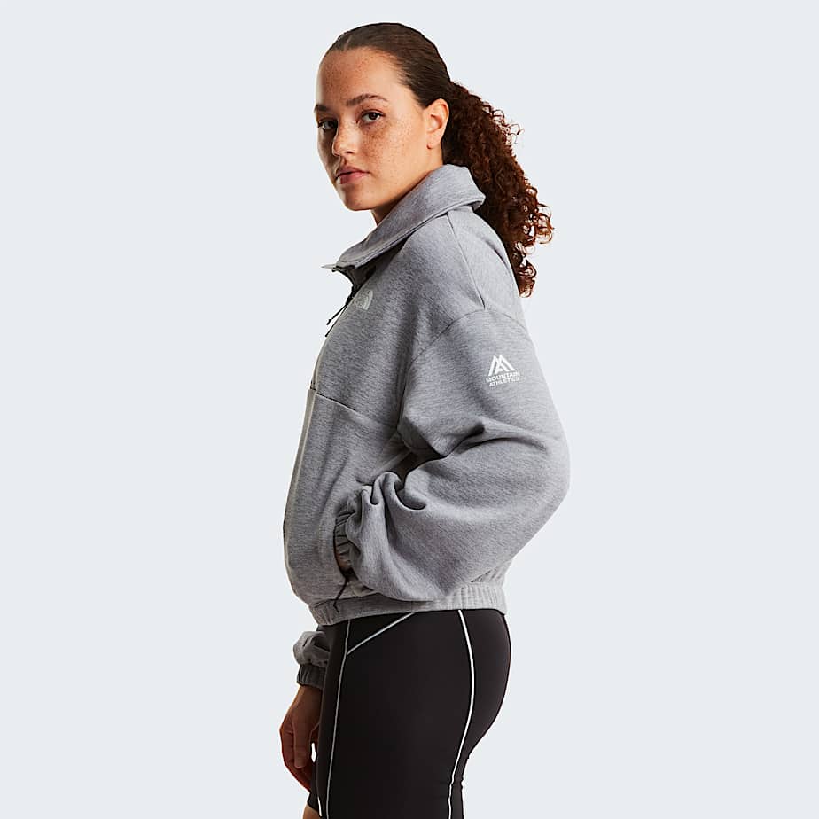 Womens Mountain Athletics 14 Zip Funnel Neck Fleece TNF TNF Pale Grey HeatherMeld Grey ALT2