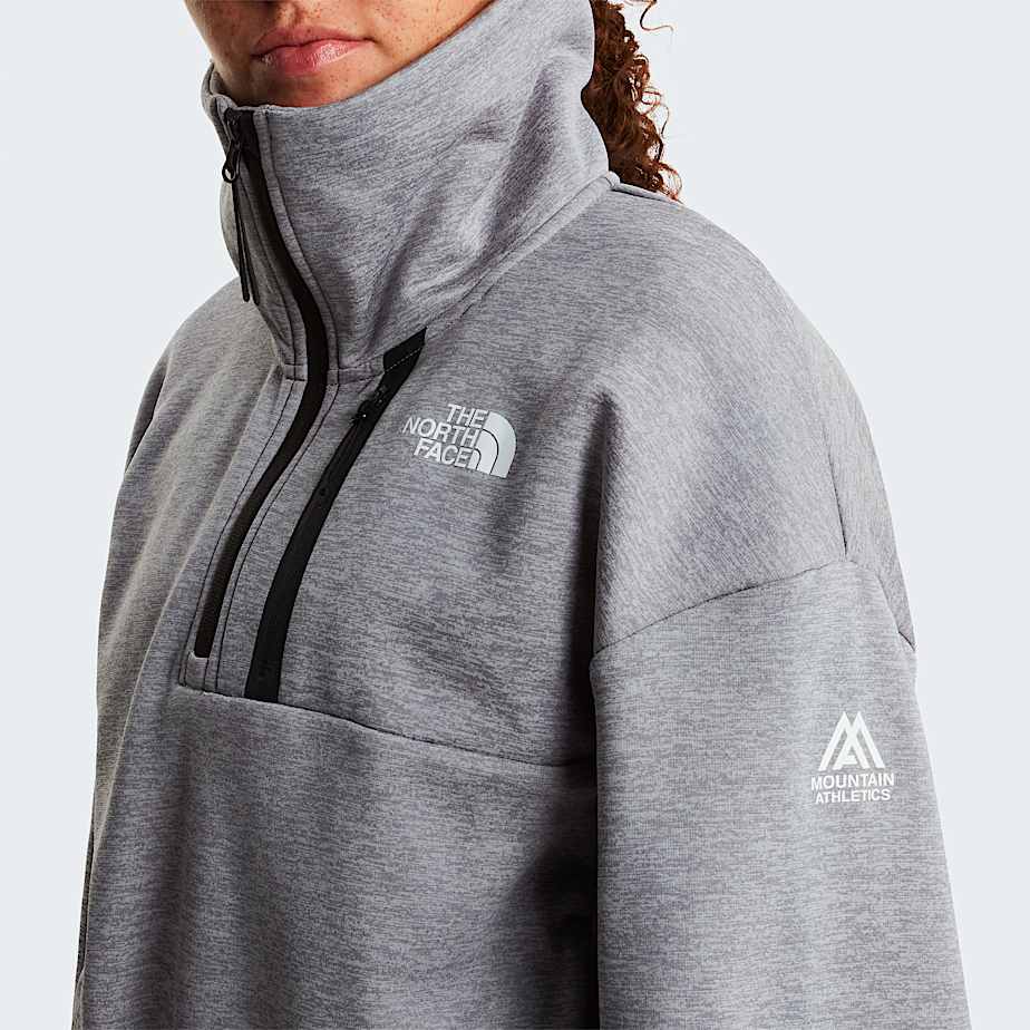 Womens Mountain Athletics 14 Zip Funnel Neck Fleece TNF TNF Pale Grey HeatherMeld Grey ALT4